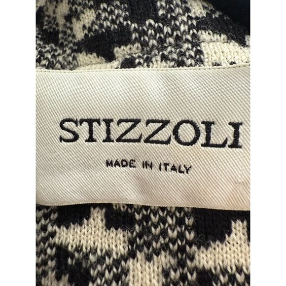 Vintage Stizzoli Black & White Houndstooth Sweater Blazer With Floral Appliqué S - Picture 5 of 6